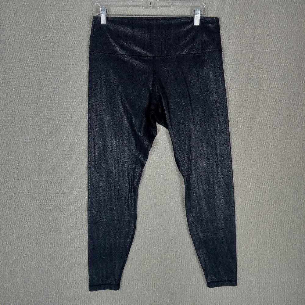 Lululemon Align Ribbed High Rise Pant Womens 14 Black Shine Nulu Yoga Activewear